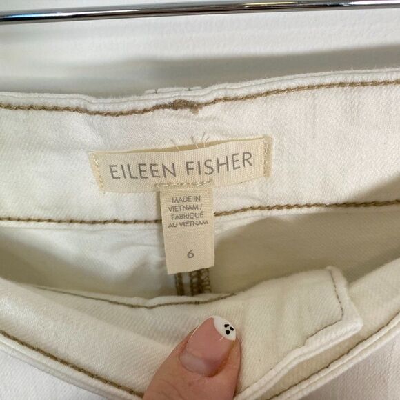 Eileen Fisher White Straight Leg Organic Cotton Jeans - Picture 7 of 8